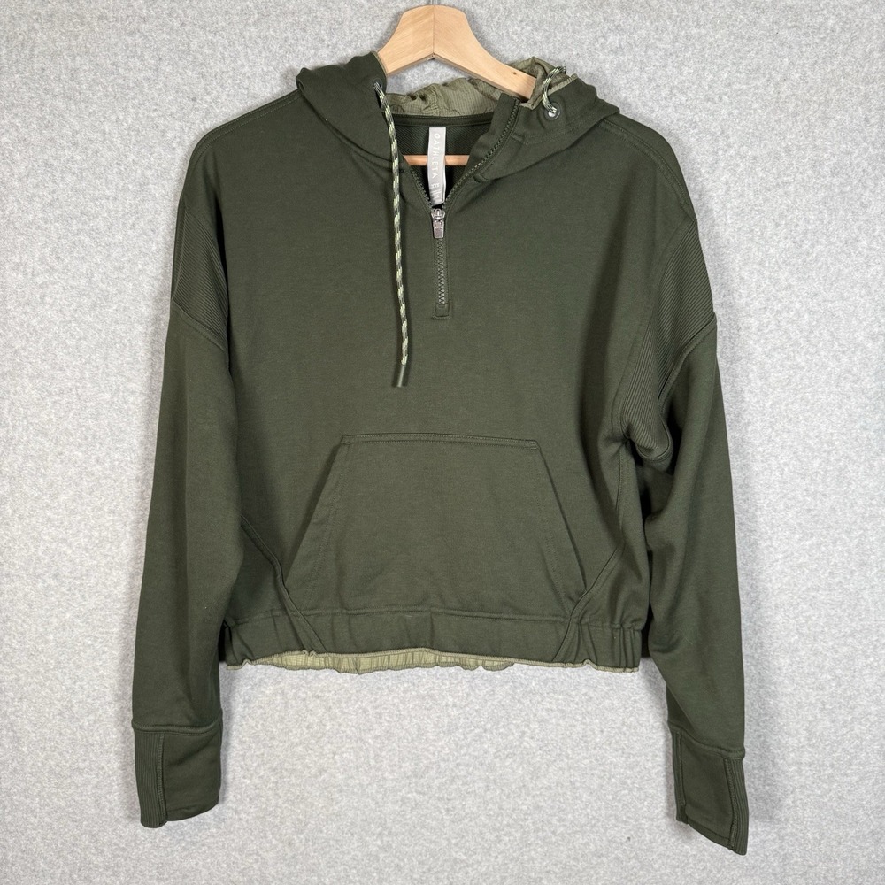 Athleta Ascend Warm Up Hoodie Top, Tuscan Olive SIZE XXS